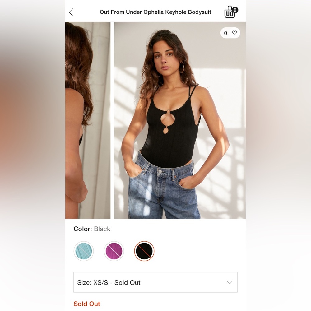Out From Under Ophelia Keyhole Black Bodysuit